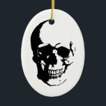 Skull - Black & White Metal Fantasy Art Keramik Ornament<br><div class="desc">Fantasy Art Skull Image - Heavy Metal Punk Rock Uni Retro Art</div>