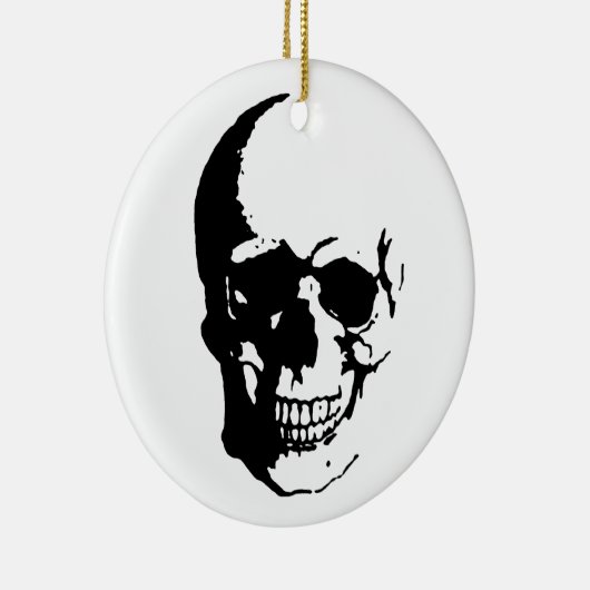 Skull - Black & White Metal Fantasy Art Keramik Ornament (Rechts)