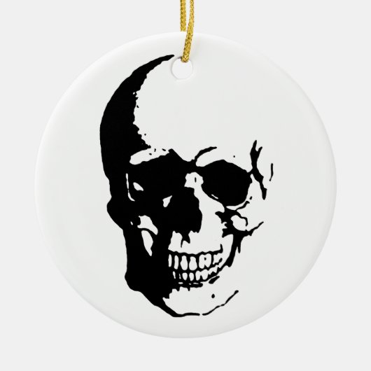 Skull - Black & White Metal Fantasy Art Keramik Ornament (Vorne)