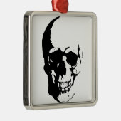 Skull - Black & White Metal Fantasy Art Ornament Aus Metall (Rechts)
