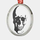 Skull - Black & White Metal Fantasy Art Silbernes Ornament (Links)