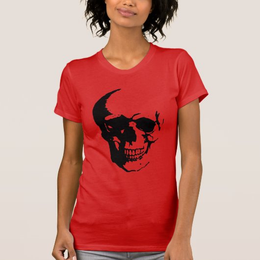 Skull - Black & White Metal Fantasy Art T-Shirt (Vorderseite)