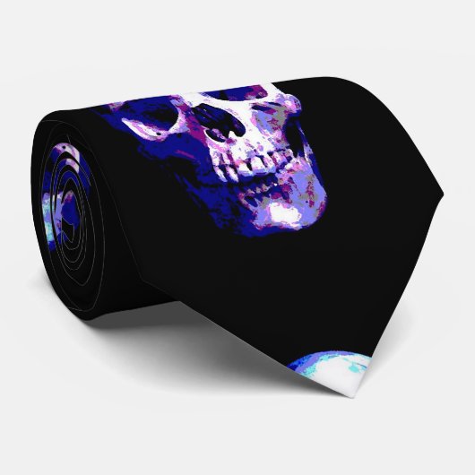 Skull Blue & Black Artwork Krawatte (Gerollt)