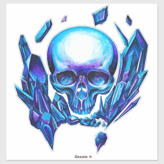 Skull Blue Chameleon Aufkleber (Blatt)