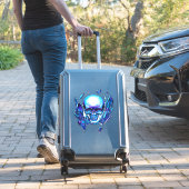 Skull Blue Chameleon Aufkleber (Koffer Insitu)