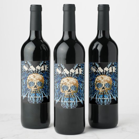 Skull Blue, Custom Winery Labels Weinetikett (Flaschen)