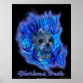 SKULL & BLUE FLAMES Aaryn Steele Art Poster (Vorne)