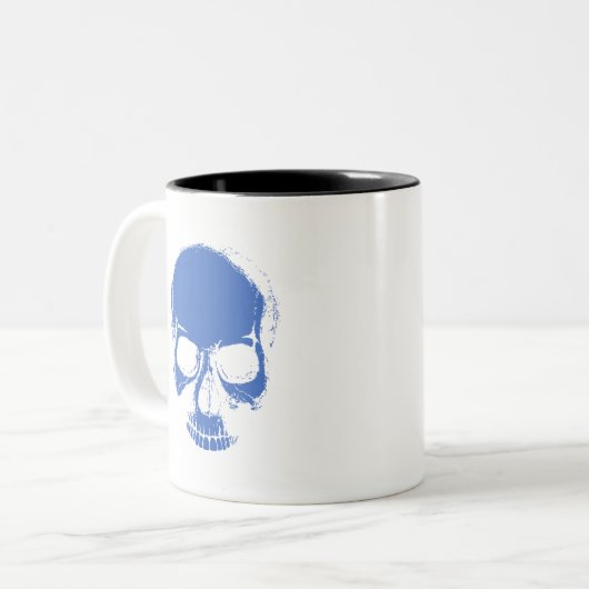 Skull - Blue Skull Skeleton Kopf Kaffee Cup Zweifarbige Tasse (Vorderseite Links)