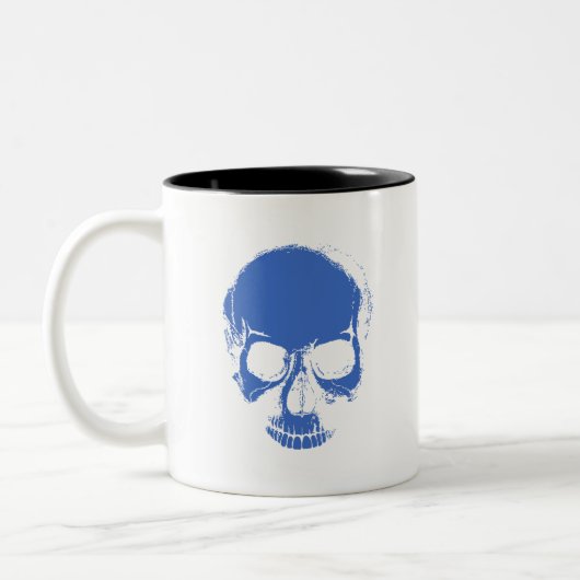 Skull - Blue Skull Skeleton Kopf Kaffee Cup Zweifarbige Tasse (Links)