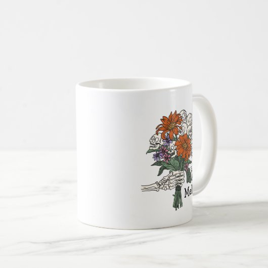 Skull Blume Bouquet Halloween Custom Kaffeetasse (VorderseiteRechts)