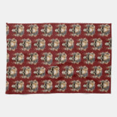 Skull Blume Burgundy Pattern Halloween Geschirrtuch (Horizontal)
