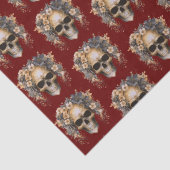 Skull Blume Burgundy Pattern Halloween Seidenpapier (Detail)