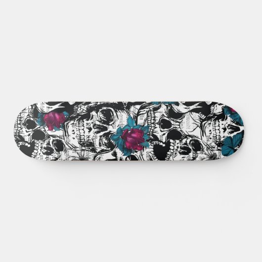 Skull Blume Gothic Digital Muster Skateboard (Horizontal)