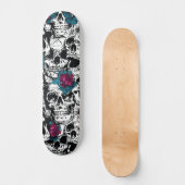 Skull Blume Gothic Digital Muster Skateboard (Vorderseite)