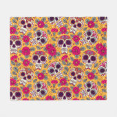 Skull-Blume: Hintergrund des mexikanischen Tages Fleecedecke (Vorderseite (Horizontal))