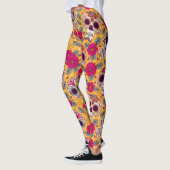 Skull-Blume: Hintergrund des mexikanischen Tages Leggings (Links)