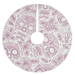 Skull Blume: Mexikanischer Tag Nahtlos. Polyester Weihnachtsbaumdecke