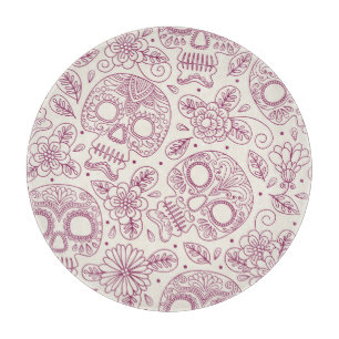Skull Blume: Mexikanischer Tag Nahtlos. Schneidebrett