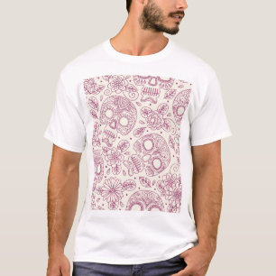 Skull Blume: Mexikanischer Tag Nahtlos. T-Shirt