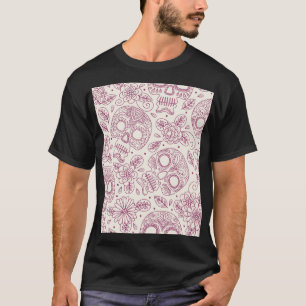 Skull Blume: Mexikanischer Tag Nahtlos. T-Shirt