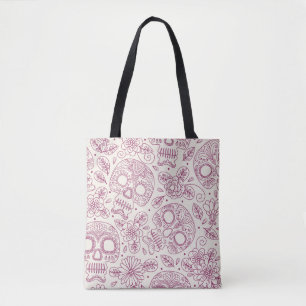 Skull Blume: Mexikanischer Tag Nahtlos. Tasche