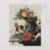 Skull-Blume Vintage Illustration Postkarte (Vorderseite)