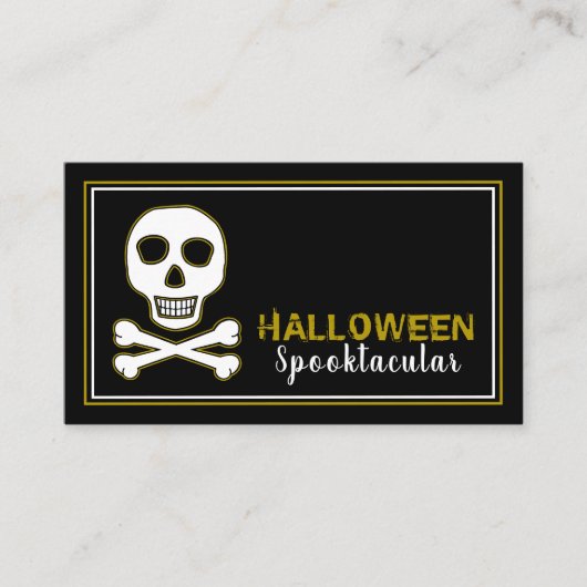 Skull & Bones, Gold Halloween-Party Ticket Einladu Begleitkarte (Vorderseite)