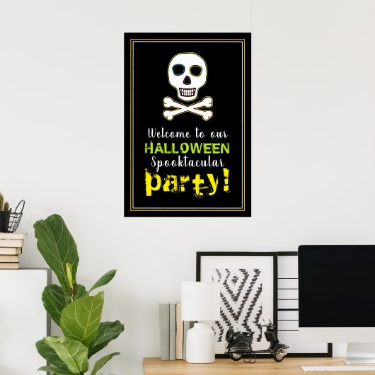 Skull & Bones, Neon Halloween Begrüßungszeichen Poster (Heimbüro)