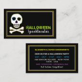 Skull & Bones, Neon Halloween-Party Ticket einlade Begleitkarte (Vorne/Hinten)