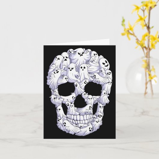 Skull Boo Ghost Funny Boo Ghosts Halloween Costume Karte (Gelbe Blume)