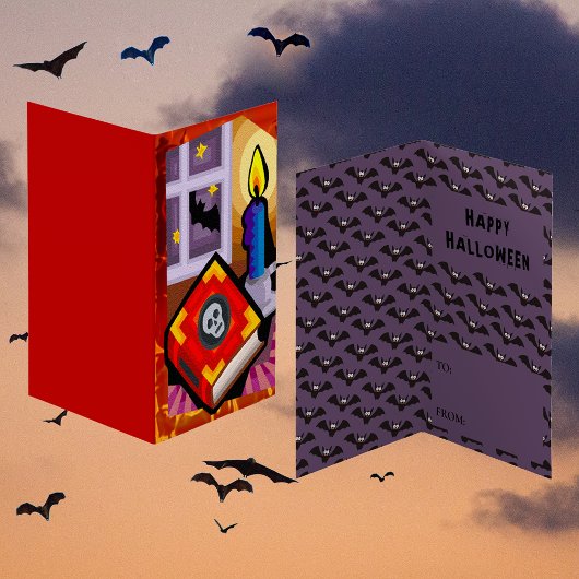 Skull Book Candle Bat Star Klassenzimmer Exchange Visitenkarten
