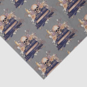 Skull Books Grau Gold Rose Muster Halloween Seidenpapier (Detail)