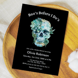 Skull Boo's Before I's Halloween-Brautparty Einladung