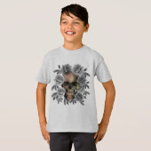 SKULL BOUQUET BLUME SCHWARZ UND WEISS T-Shirt (Vorne ganz)
