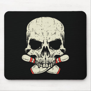Skull Bowling Buttone Skeleton Head Bowler Men Boy Mousepad