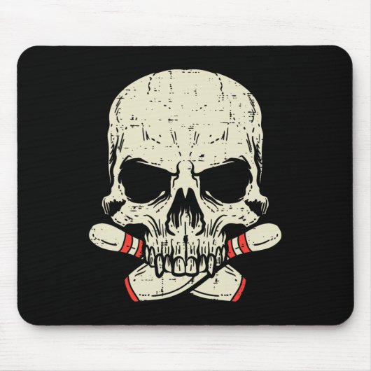 Skull Bowling Buttone Skeleton Head Bowler Men Boy Mousepad (Vorne)