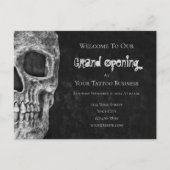 Skull Budget Grand Opening Schwarz-weiß Tattoo Sho Postkarte (Vorderseite)