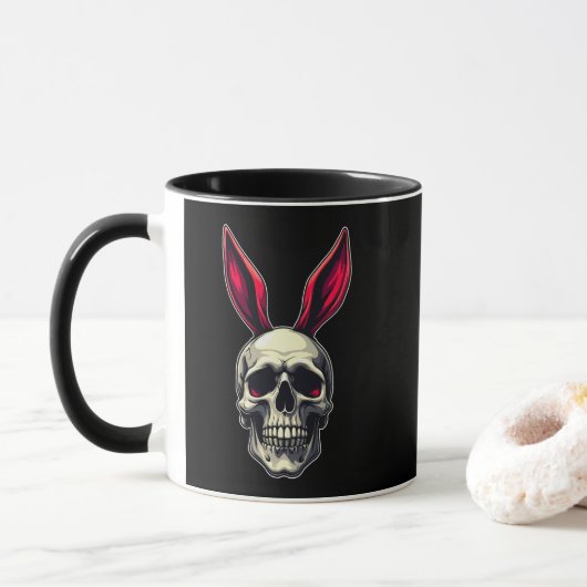 Skull Bunny – Dark Easter Art - caneca Tasse (Mit Donut)