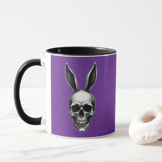 Skull Bunny – Dark Gothic Easter - caneca Tasse (Mit Donut)