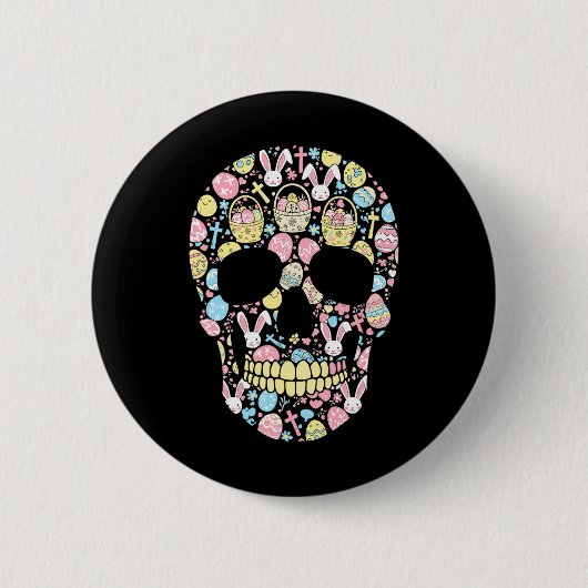 Skull Bunny Ostereier Osterfeiertag Frauen Männer Button (Vorderseite)