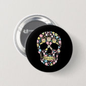 Skull Bunny Ostereier Osterfeiertag Frauen Männer Button (Vorne & Hinten)