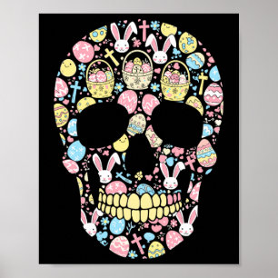 Skull Bunny Ostereier Osterfeiertag Frauen Männer Poster