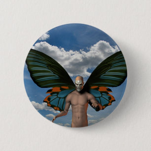 Skull Butterfly Button