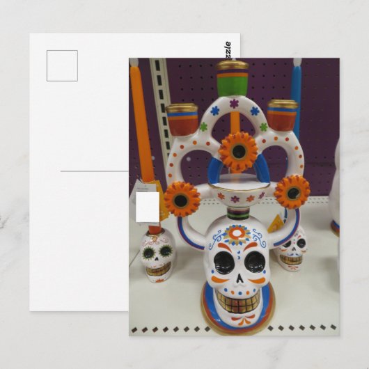Skull Candle Holder Postkarte (Vorne/Hinten)