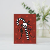 Skull Candy Cane Postkarte (Stehend Vorderseite)