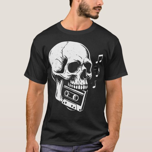 Skull Cassette Punk Black T-Shirt (Vorderseite)