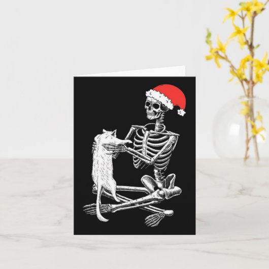 Skull Cat Christmas Karte (Gelbe Blume)