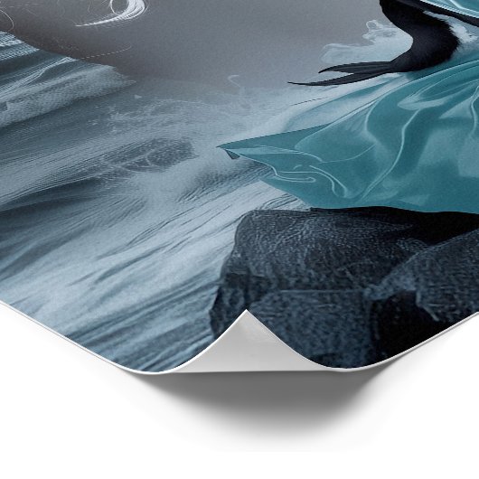 Skull Cat Shadow Work Hexchy AI Art Matt Value Poster (Ecke)