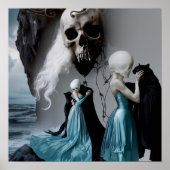 Skull Cat Shadow Work Hexchy AI Art Matt Value Poster (Vorne)