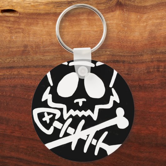 Skull Cat with Crossed Bones Schlüsselanhänger (Rückseite)